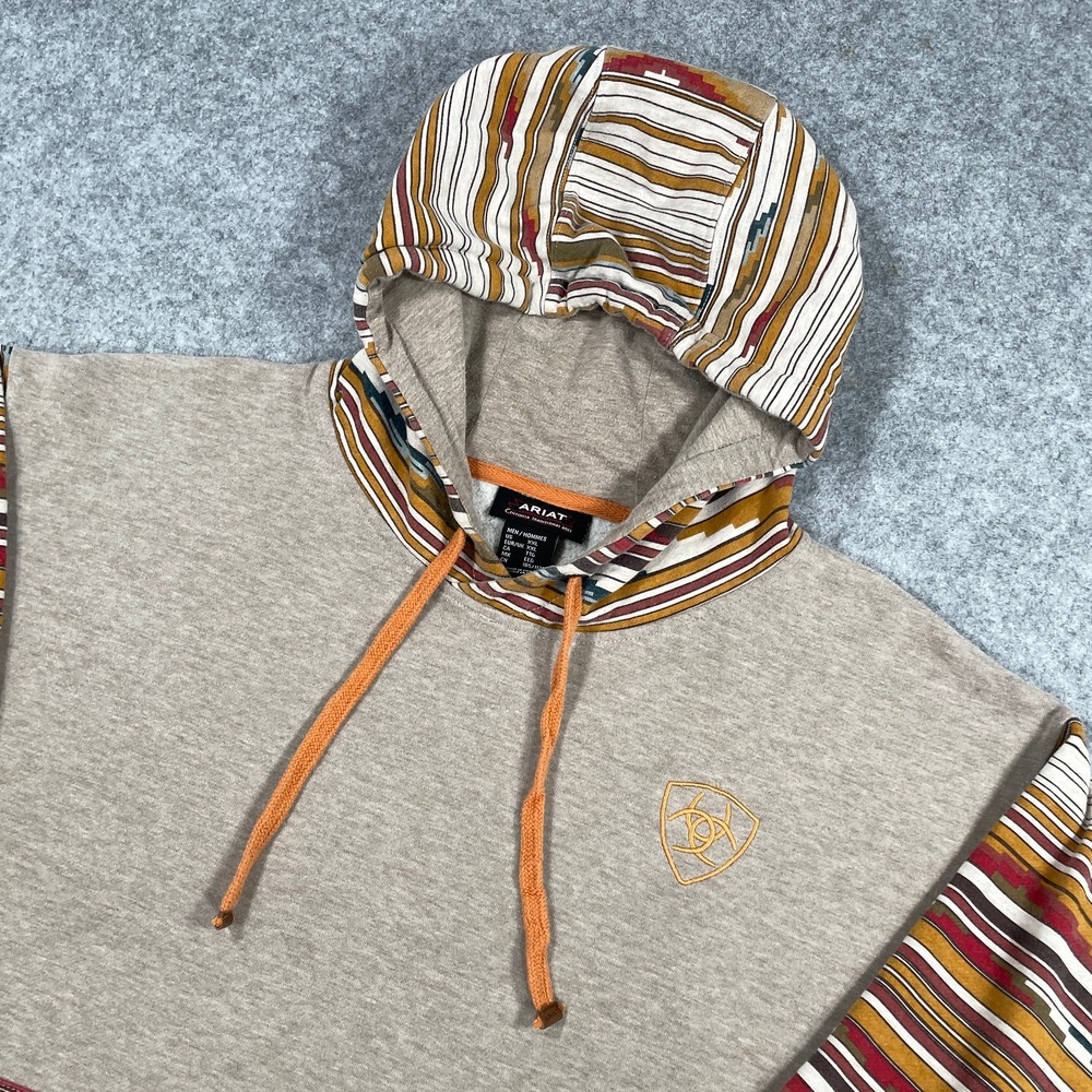 Ariat Mens Hoodie XXL Tan Chimayo Print Southwestern Fleece Pullover